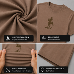 Men's Brown Western <b>Cowboy</b> Riding Horse Print Short Sleeve <b>T</b>-<b>Shirt</b> Regular Fit Casual O-Neck Jersey Cotton - Product Image 2