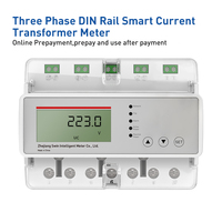 Compteur d'énergie intelligent triphasé prépayé avec écran LCD, précision classe 1.0, courant nominal 3x100A Max/80A pour IoT commercial