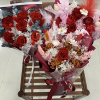 Eeuwige Bloemen Ge conserveerd Rozenboeket - Middelgroot voor Moederdag, Afstuderen & Verjaardag (Heet Roze)