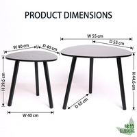 Ensemble de 2 tables basses gigognes avec pieds en bambou et plateaux aspect marbre, anti-basculement et stable pour usage domestique, table d'appoint de salon