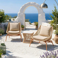 Ensemble de meubles de patio en rotin pour l'extérieur, ensemble bistrot de jardin 3 pièces, chaise et table d'appoint tressées à la main pour villa, balcon, cour