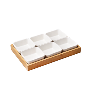 EMOER Treillis <span class=keywords><strong>en</strong></span> céramique de <span class=keywords><strong>bambou</strong></span> <span class=keywords><strong>et</strong></span> de bois avec couvercle <span class=keywords><strong>Assiette</strong></span> à collation pour fruits secs - Product Image 6