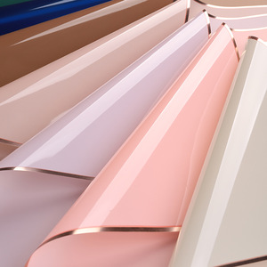 Papier transparent de couleur unie emballage de fleurs fraîches <span class=keywords><strong>bord</strong></span> doré pour bouquet emballage cadeau impression PE non couché double face pour la nourriture - Product Image 3