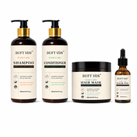 Kit Capillaire Végétalien Naturel Bloqueur DHT 4 Étapes : Shampoing, Après-shampoing, Masque, Huile – Nettoie, Nourrit, Répare, Booste la Brillance – Pour Tous Types de Cheveux – OEM