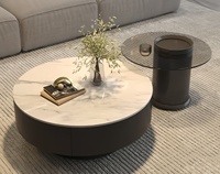 Werkseitig hochwertiger, einfacher und eleganter Couch tisch aus Glas im neuen Stil, runde Form, einfacher und eleganter Couch tisch