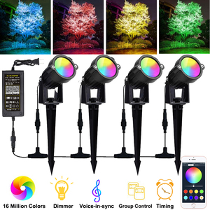 Lampes LED <span class=keywords><strong>de</strong></span> jardin 24V 12W à commande par application, avec fonction <span class=keywords><strong>de</strong></span> minuterie et changement <span class=keywords><strong>de</strong></span> couleur décoratif pour Noël, éclairage paysager extérieur LED - Product Image 1