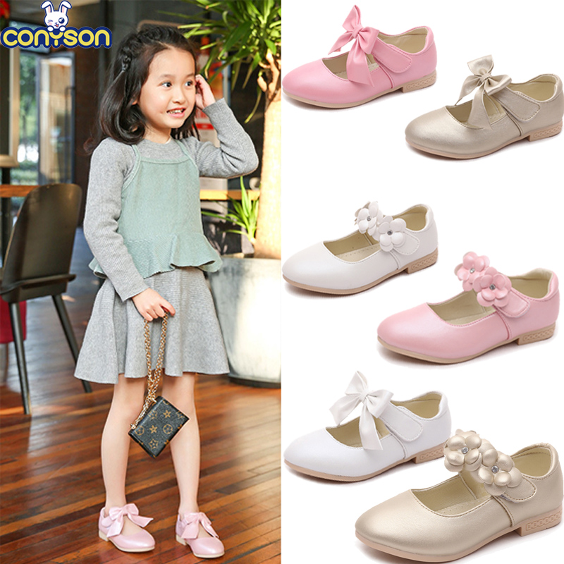 Conyson Großhandel Rabatt Kinder Baby Mädchen Kleid Schuhe Sommer New Designer Weiche Mikro faser Leder Bowknot Little Girls Schuhe