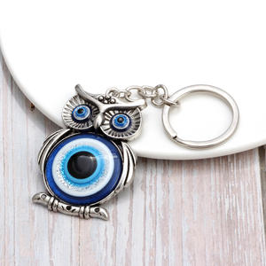 Porte-clés hibou en métal avec breloque de Style Vintage bleu porte-bonheur turc mauvais œil pour clés - Product Image 5