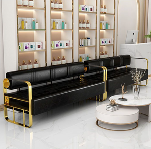 Sillón de Espera para Salón de Belleza, Tienda de Ropa, Área de Descanso, Sofá Dorado de Acero Inoxidable, Banco Largo para Área de Espera - Product Image 1