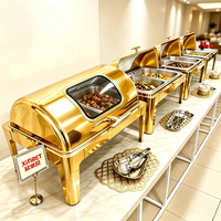 Plats de service chauffants Xitibet personnalisés en acier inoxydable (électriques/à combustible) – Capacité 9L – Idéal pour mariages, fêtes, buffets de luxe et dîners traiteur