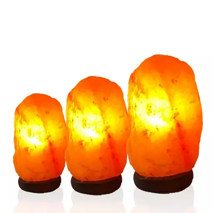 Wholesale luxury Crystal Wooden Base Table Lamp Natural oil Crystal Salt Rock Stone Himalayan Salt Lamp with Dimmer Switch