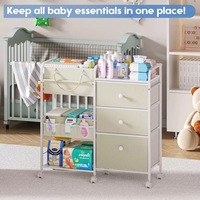 Chariot de rangement multifonctionnel grande capacité pour chambre de bébé avec tiroirs en tissu roulants, organisateur de couches, roues incluses, marque OEM