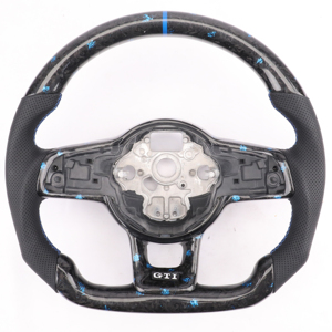 Volant personnalisé en fibre de carbone 3K véritable pour VW <span class=keywords><strong>Golf</strong></span> <span class=keywords><strong>7</strong></span> MK7 GTI R Lamando GTS, cuir Alcantara/Nappa, anneau de couture personnalisé - Product Image 2