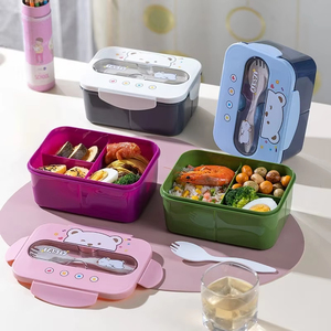 Lò vi sóng an toàn Bento hộp cấp thực phẩm nhựa rò rỉ bằng chứng ăn trưa <span class=keywords><strong>container</strong></span> với cup chủ Văn phòng trường nhà bữa ăn chuẩn bị lưu trữ - Product Image 5