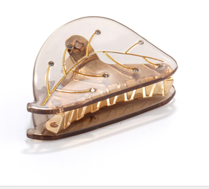 De moda de las mujeres del pelo antiguo accesorios diamante pelo garras Clips transparente en forma de hoja de oro de Metal de la garra del pelo - Product Image 6