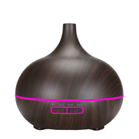 Diffuseur d'huiles essentielles aromathérapeutique USB avec logo personnalisé, humidificateur ultrasonique domestique en plastique imitation bois, veilleuse RGB