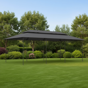 ศาลาพักผ่อนกลางแจ้งทรงเพอร์โกลา ขนาด 236.2x117.3x106.3 นิ้ว ทำจากอลูมิเนียมสีแอนทราไซต์ ทนทานต่อสภาพอากาศ สไตล์โมเดิร์น - Product Image 2