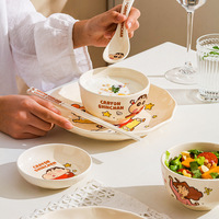 Ensemble de vaisselle en céramique Crayon Shinchan, vaisselle pour enfants, bol, assiette, tasse, cuillère, baguettes, vaisselle en porcelaine, boîte cadeau