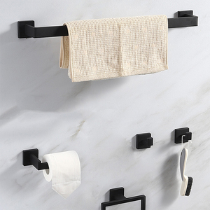 <span class=keywords><strong>Set</strong></span> di 5 Accessori per Bagno in Acciaio Inox Spazzolato Oro, Montaggio a Parete, Kit con Portasciugamani e Ganci - Product Image 3