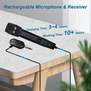 2.4GHz Professional Rechargeable <b>Receiver</b> with 6.35MM(1/4") and 3.5MM(1/8") Handheld Karaoke Microphone for Singing Church - Product Image 3
