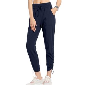 กางเกงจ็อกเกอร์ผู้หญิงผ้าถักน้ำหนักเบา ไนลอนผสมสแปนเด็กซ์ เอวยางยืดแบบรูดเชือก สำหรับออกกำลังกาย ใส่สบายในฤดูใบไม้ร่วง - Product Image 1