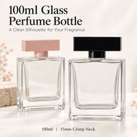 Flacon de parfum en verre de 100 ml, rectangulaire et plat, contenant de parfum, col à sertir de 15 mm, emballage personnalisé avec logo