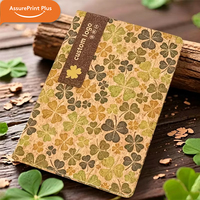 Carnet à couverture rigide en liège écologique à motif trèfle, reliure thermique, 100 feuilles, avec bande élastique et options de fermeture à boucle magnétique, logo personnalisable