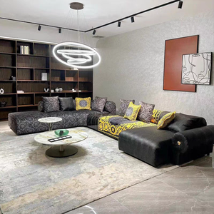 Canapé 7 places en forme de L Canapé sectionnel élégant de qualité supérieure Canapé de luxe en cuir <span class=keywords><strong>noir</strong></span> peau de crocodile Ensemble de salon modulaire en velours Canapé - Product Image 5