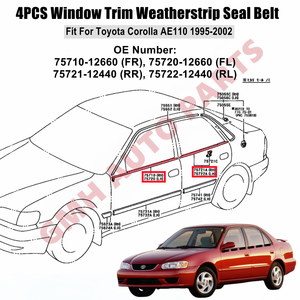 花冠<span class=keywords><strong>AE110</strong></span> AE111 1995-2002的新型门带成型密封条套装黑色/铬密封条窗户成型装饰密封 - Product Image 2