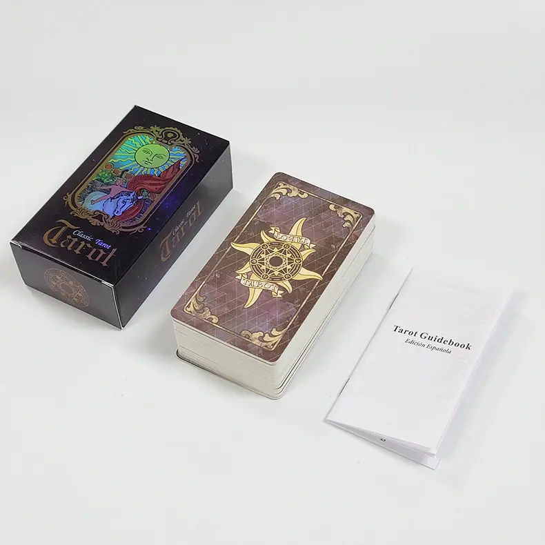 Brand New Waterproof Laser Film Classic Tarot Spanish Tarot Deck Cards And Books 78 Cards With Book