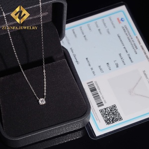 สร้อยคอจี้เพชรทรงกลมแบบโซลิแทร์ ทองคำแท้ 10K ได้รับการรับรองจาก NGIC เพชรเพาะเลี้ยงในห้องปฏิบัติการ เครื่องประดับสำหรับผู้หญิง - Product Image 5