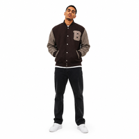 Veste Bomber Vintage Marron Coupe-Vent de Qualité Supérieure pour Hommes, Style Streetwear, Service OEM/ODM Personnalisé, en Mélange de Laine et Tissu Éponge