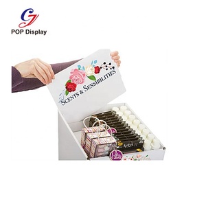 Pantalla de mostrador de nivel de tamaño personalizado de fabricante de China, pantalla de pestañas de maquillaje de encimera de cartón con encabezado en tienda de comestibles - Product Image 3