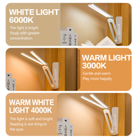Lampe de bureau LED rechargeable pliable à double tête, lampe de table tactile à intensité variable pour l'étude, la lecture, la chevet, l'éclairage intérieur