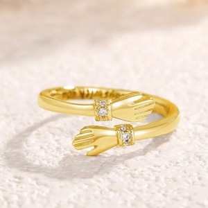 <b>Hugging</b> Hands Open Design <b>Ring</b> Adjustable Style Finger <b>Ring</b> for Women - Product Image 4