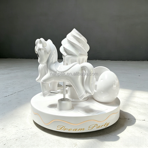 Carrusel Giratorio Infantil de 3 Asientos con Diseño de Helado, de FRP Blanco, para Parques Infantiles Interiores, Cafeterías, Fiestas, Alquiler en Centros Comerciales - Product Image 2