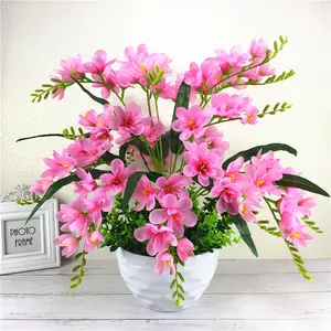 Wholesale Fashionable 9 Forks Artificial Flowers In Pot Orchid Artificial Flower Gift