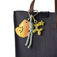 Promo! Gantungan Kunci Carabiner Kulit PU Lucu Motif Burung Hantu, Kucing, Domba, Stroberi, Warna-warni, Tali Buatan Tangan, Desain Kartun untuk Tas