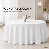 Mantel Redondo Blanco al por Mayor, 240GSM, Poliéster Hilado MJS, para Uso Comercial en Hoteles, Restaurantes y Bodas, Tamaño Personalizado