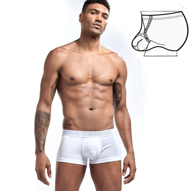 For Sexy Low Rise Men's Underwear Cotton Boxer Briefs Spermlock Ring Adjustable Breathable Knitted Adult