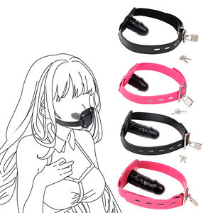 BDSM Bondage Dildo Gag SM Juguetes <span class=keywords><strong>sexuales</strong></span> orales Mordaza de pene de silicona simulada con cinturón de bloqueo Restricciones de esclavo Bondage Gear - Product Image 1