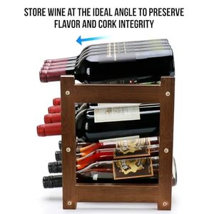 Étagère à vin à 3 niveaux pour 12 bouteilles, meuble de rangement autoportant en <span class=keywords><strong>bambou</strong></span>, pour comptoir de cuisine, garde-manger, salle à manger, bar - Product Image 4