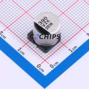 Condensateur électrolytique hybride solide-liquide en aluminium EHZK1V391UP, SMD, D10xL10.2mm 390uF 20% 35V 420mA-100Hz - Product Image 1