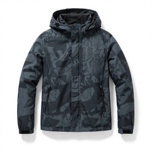 <b>Men's</b> Hooded Windproof Casual <b>Jacket</b> with Zipper Closure Removable Hat <b>Camo</b> Pattern - Product Image 3