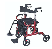 Déambulateur 2 en 1, fauteuil roulant pour personnes âgées et adultes, transport pliable, léger, en aluminium, chaise de transport