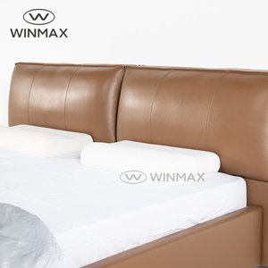 Modern Light Luxury Brown Leather Upholstered Comfortable <strong>Bed</strong> King Size Queen Size Wooden <strong>Pine</strong> Iron <strong>Frame</strong> for Bedroom - Product Image 6