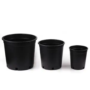 1 2/3/5/7/10/15/20/25 Gallon Small Garden Plant Black Plastic Nursery Flower Pots