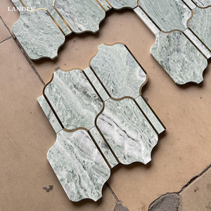 Lander đá bằng tia nước kim loại và đá cẩm thạch khảm tường gạch cho phòng tắm phòng khách Shangrila màu xanh lá cây bằng tia nước đá cẩm thạch Gạch Mosaic - Product Image 6