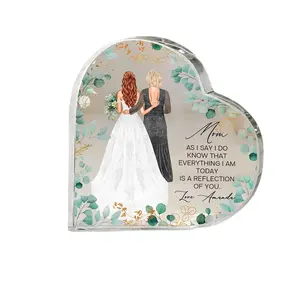 Personalized Mother Of The Bride Gift From Daughter Wedding Gift For Mom Wedding Day Mom And Daughter Gift Heart Acrylic Plaque