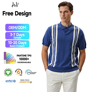 <span class=keywords><strong>Polo</strong></span> en bambou pour homme été 2026 – Coupe ajustée, décontracté, manches courtes, rayures colorées, respirant et rafraîchissant, en maille - Product Image 1
